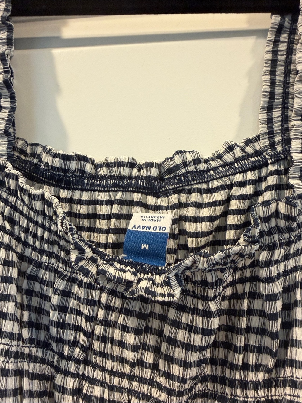 Old Navy Black and White Gingham Smocked Jumpsuit - Picture 7 of 7